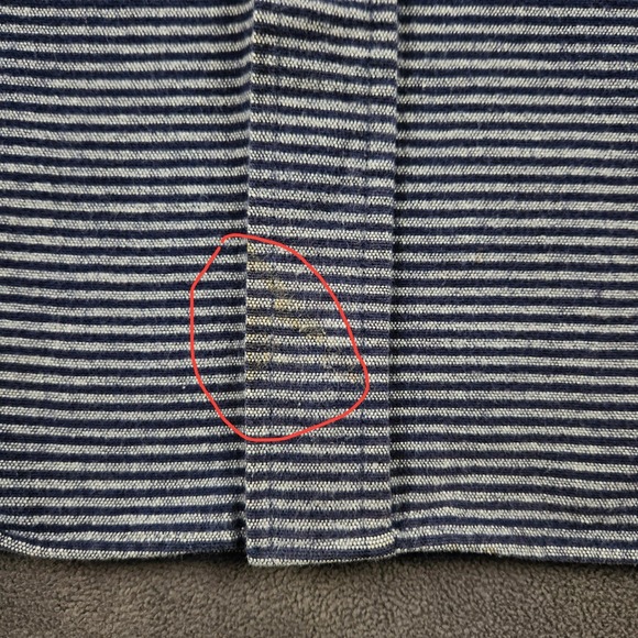 LL Bean Chamois Shirt Mens Small Blue Stripe Traditional Fit Heavyweight Flannel - Picture 2 of 10